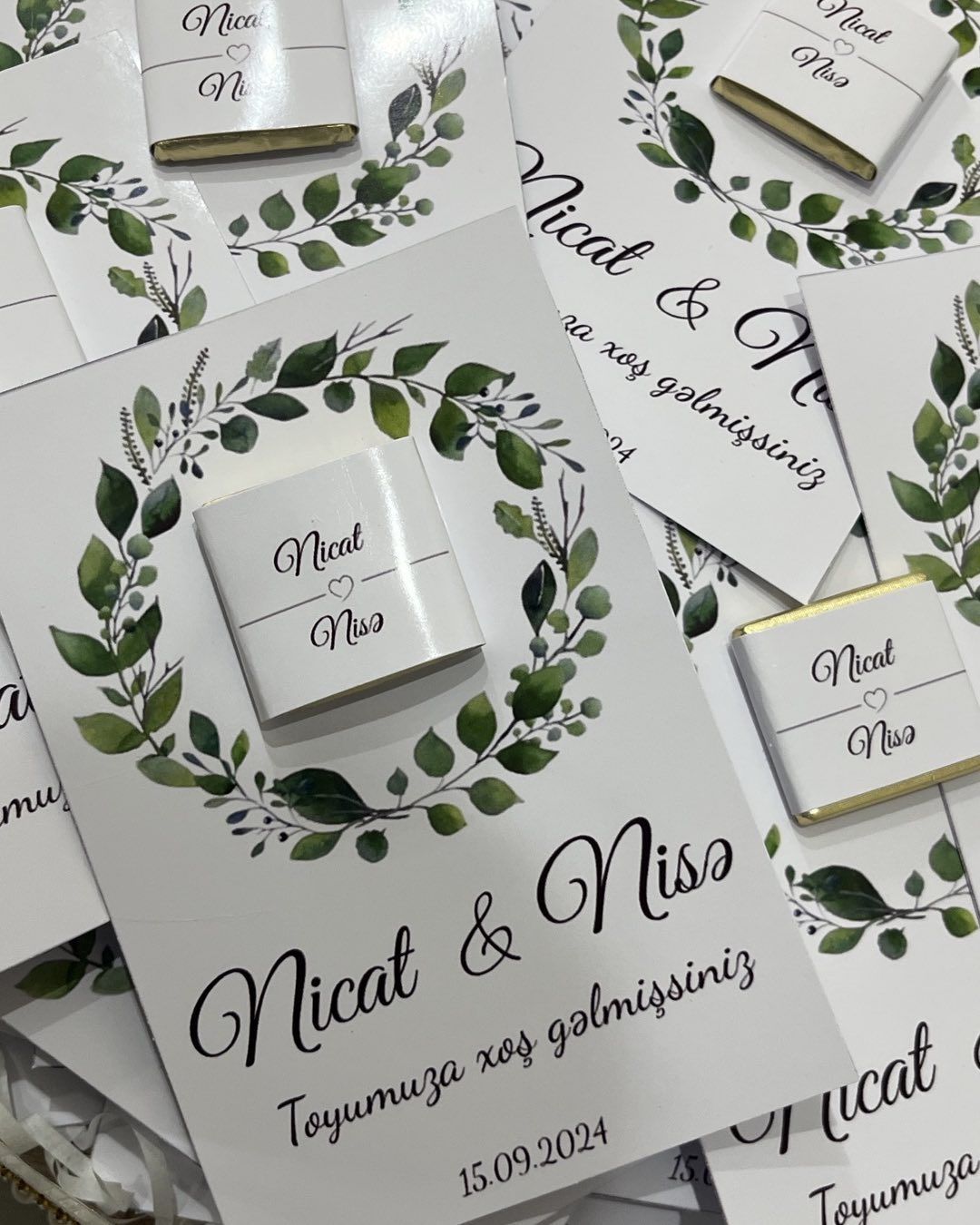 Personalized Wedding Chocolate Favors with Custom Name Card