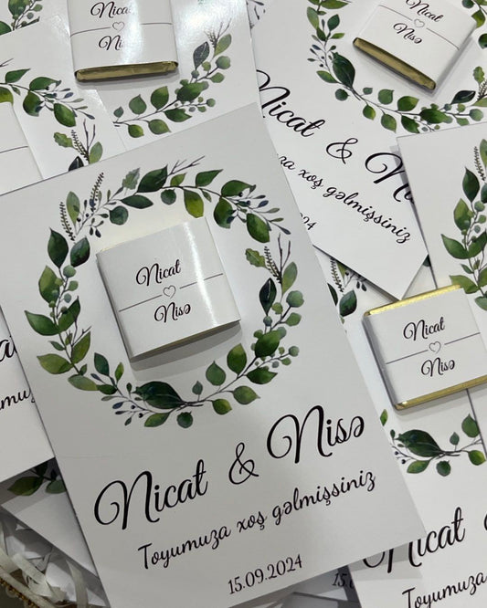 Personalized Wedding Chocolate Favors with Custom Name Card