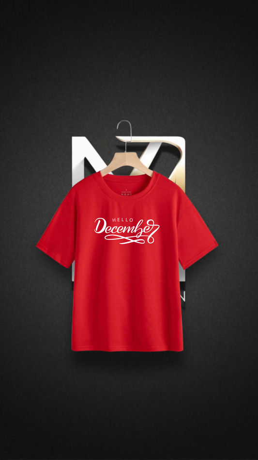 Festive Hello December Typography Tee – 240 GSM Unisex