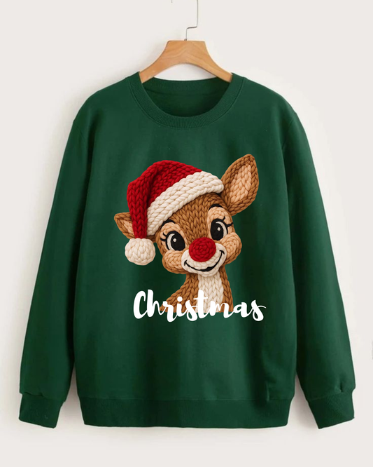 Santa Hat Reindeer Christmas Sweatshirt