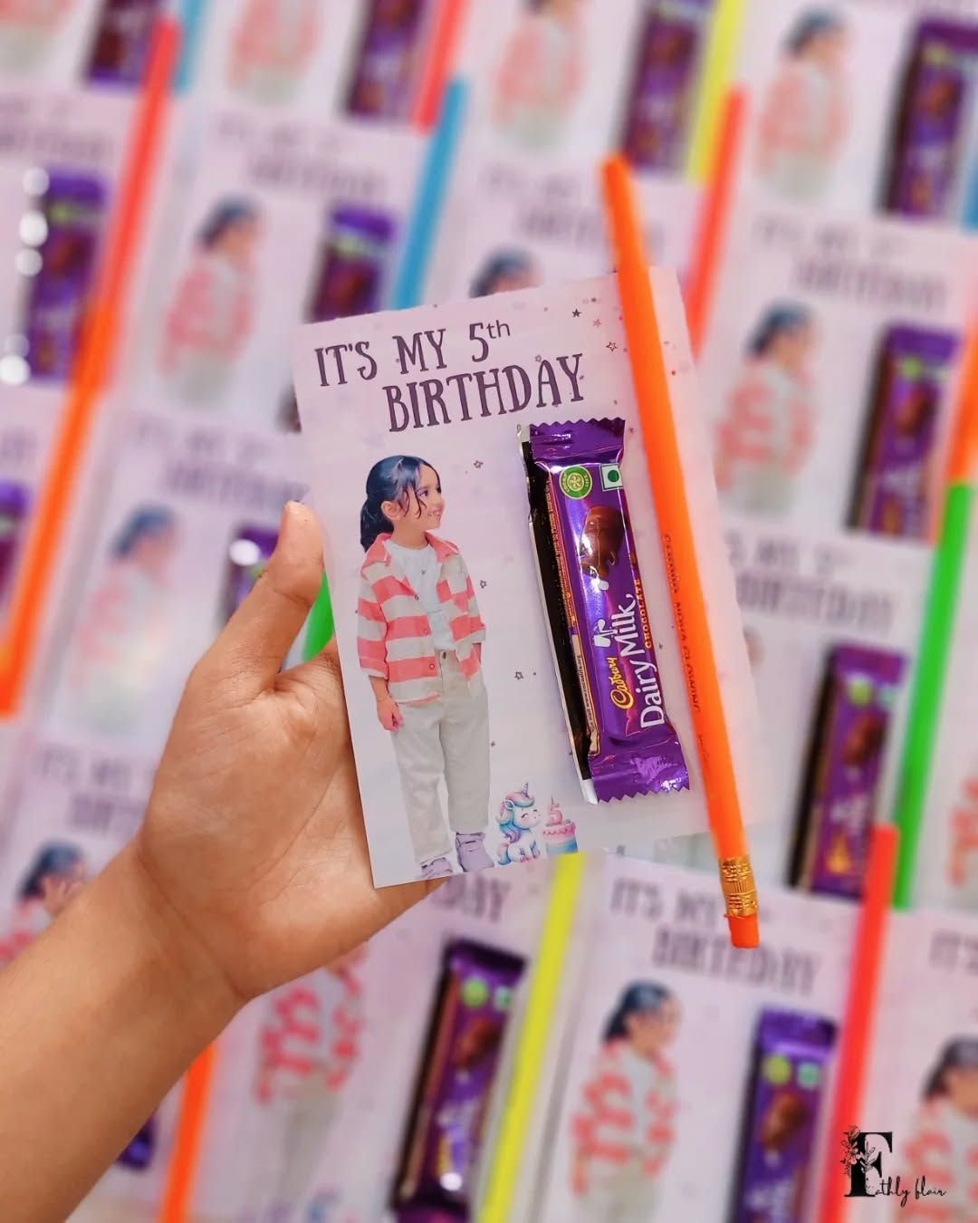 Personalized Kids Birthday Return Gift Set with Chocolate & Pencil