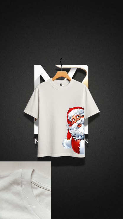 240 GSM Oversized T-Shirt – Premium French Terry with Santa Christmas Print