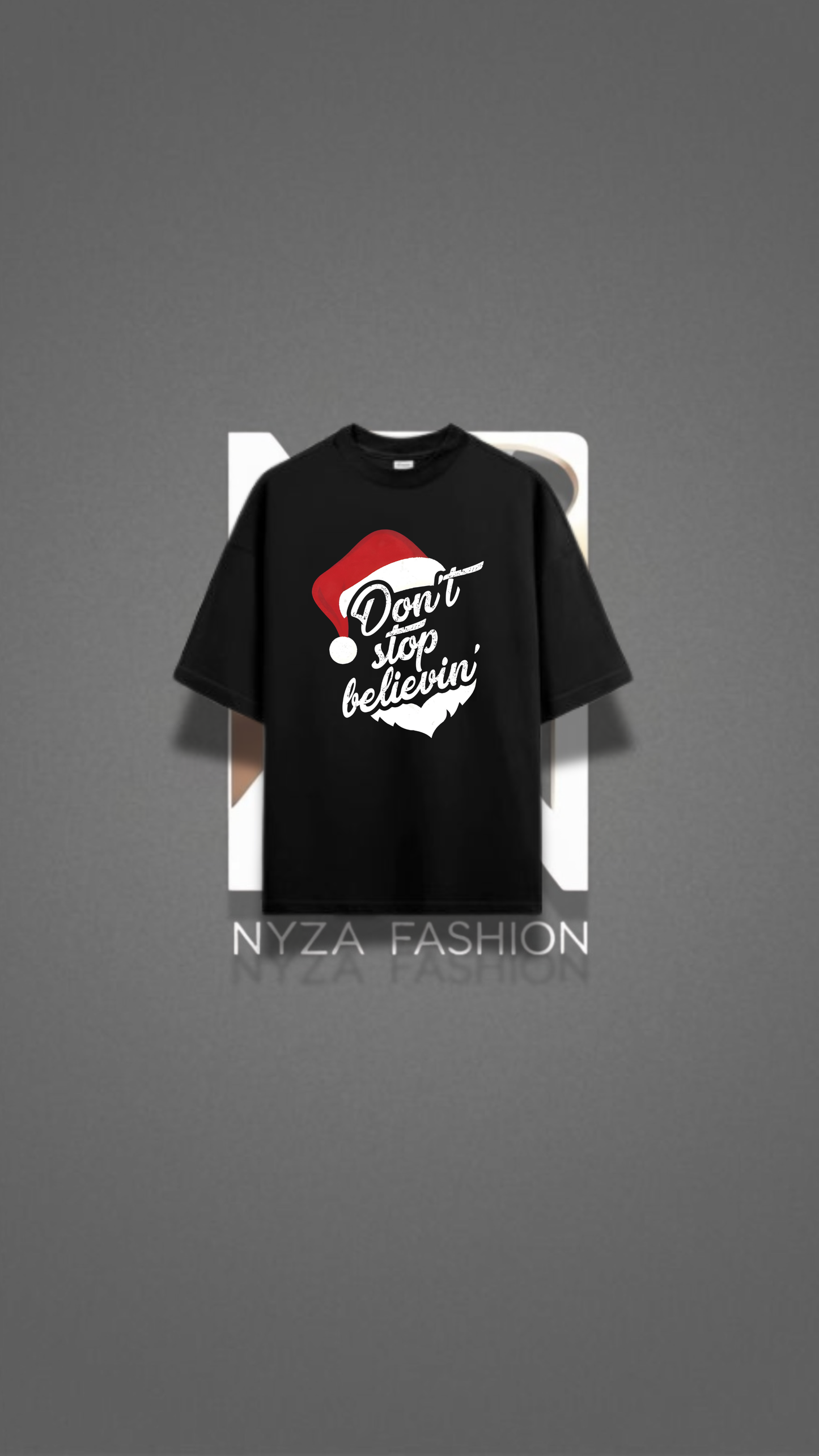 Don’t Stop Believin’ Santa Edition – 240 GSM French Terry Oversized Tee