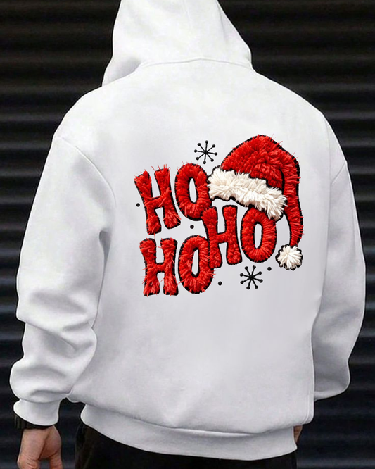 Ho Ho Ho Christmas Hoodie – 300 GSM Embroidery Look DTF