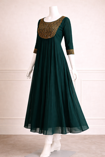Elegant Dark Green Anarkali Kurti