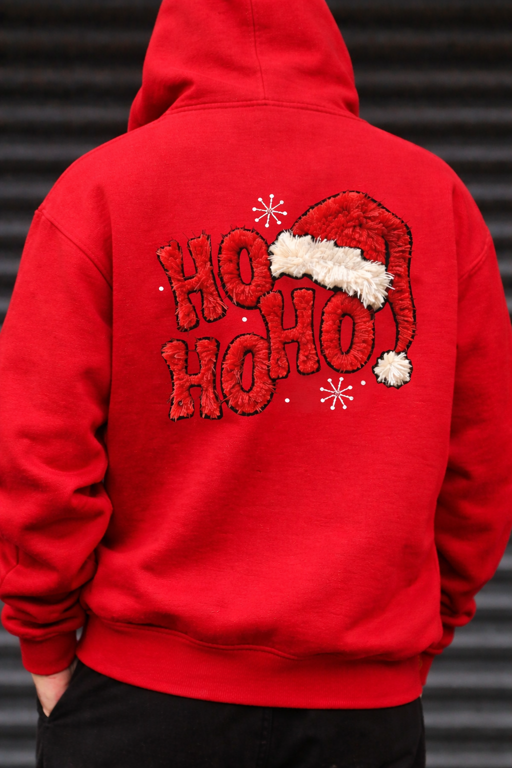 Ho Ho Ho Christmas Hoodie – 300 GSM Embroidery Look DTF
