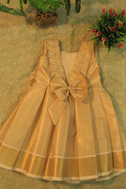Festive Collection – Golden Tissue Dress for Girls