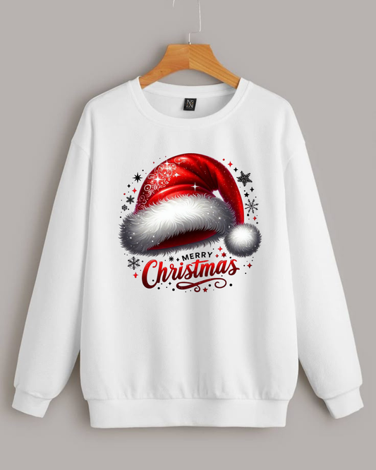 Merry Christmas Santa Hat 300 GSM Crewneck Sweatshirt