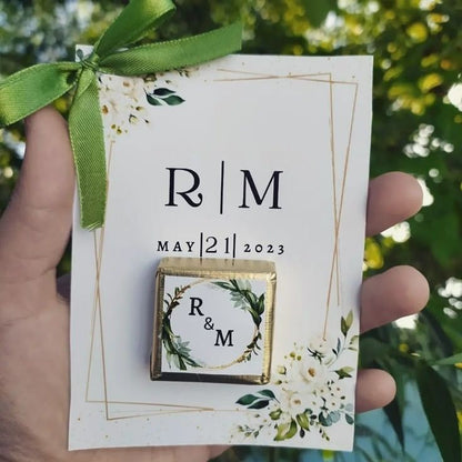 Personalized Wedding Chocolate Favors with Custom Name Card