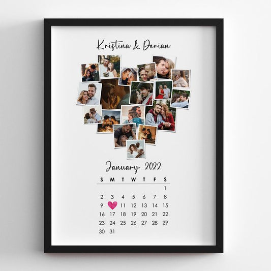 Custom Heart Collage Calendar Photo Frame
